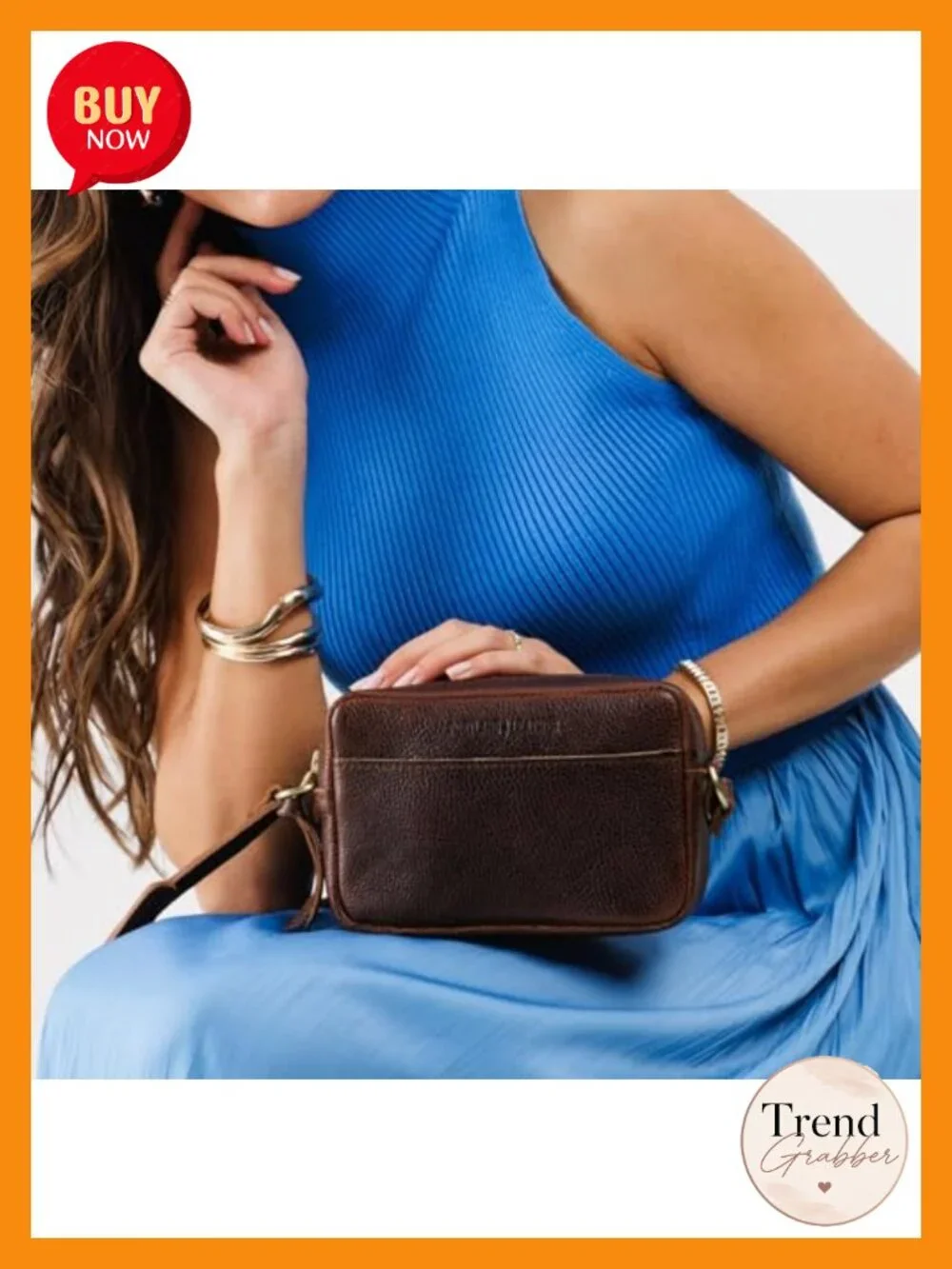 Small Full-Grain Leather Camera Bag Purse with Adjustable Crossbody Strap
